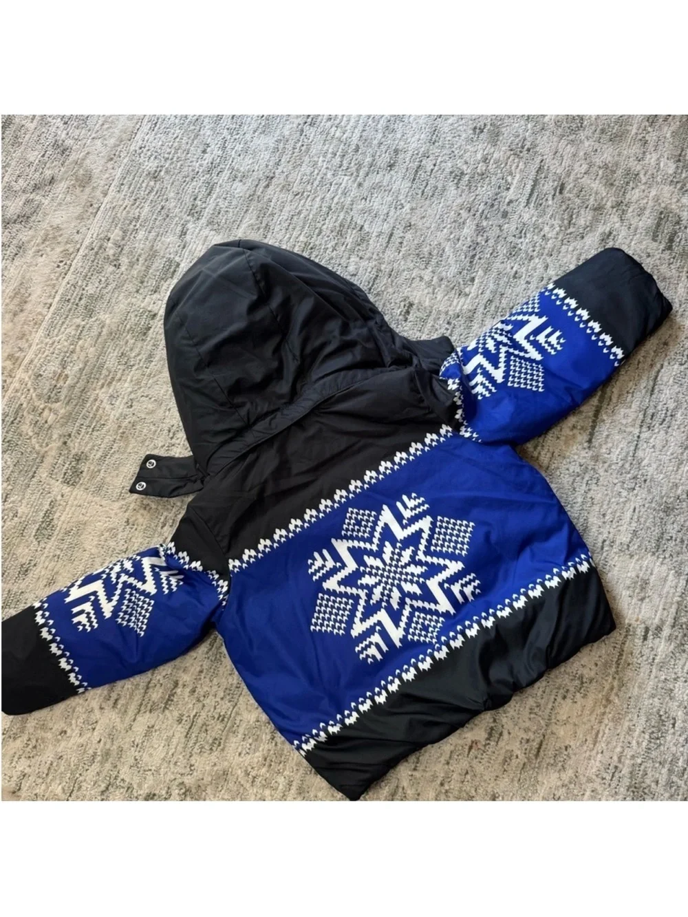 Polo by Ralph Lauren Blue & Black Snowflake Puffer Jacket